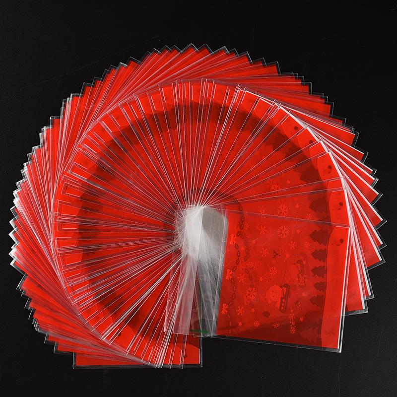 100Pcs Cute Snowman Print Candy CookiesCake Package Bags Merry Christmas Candy Cute Pack Christmas Bags