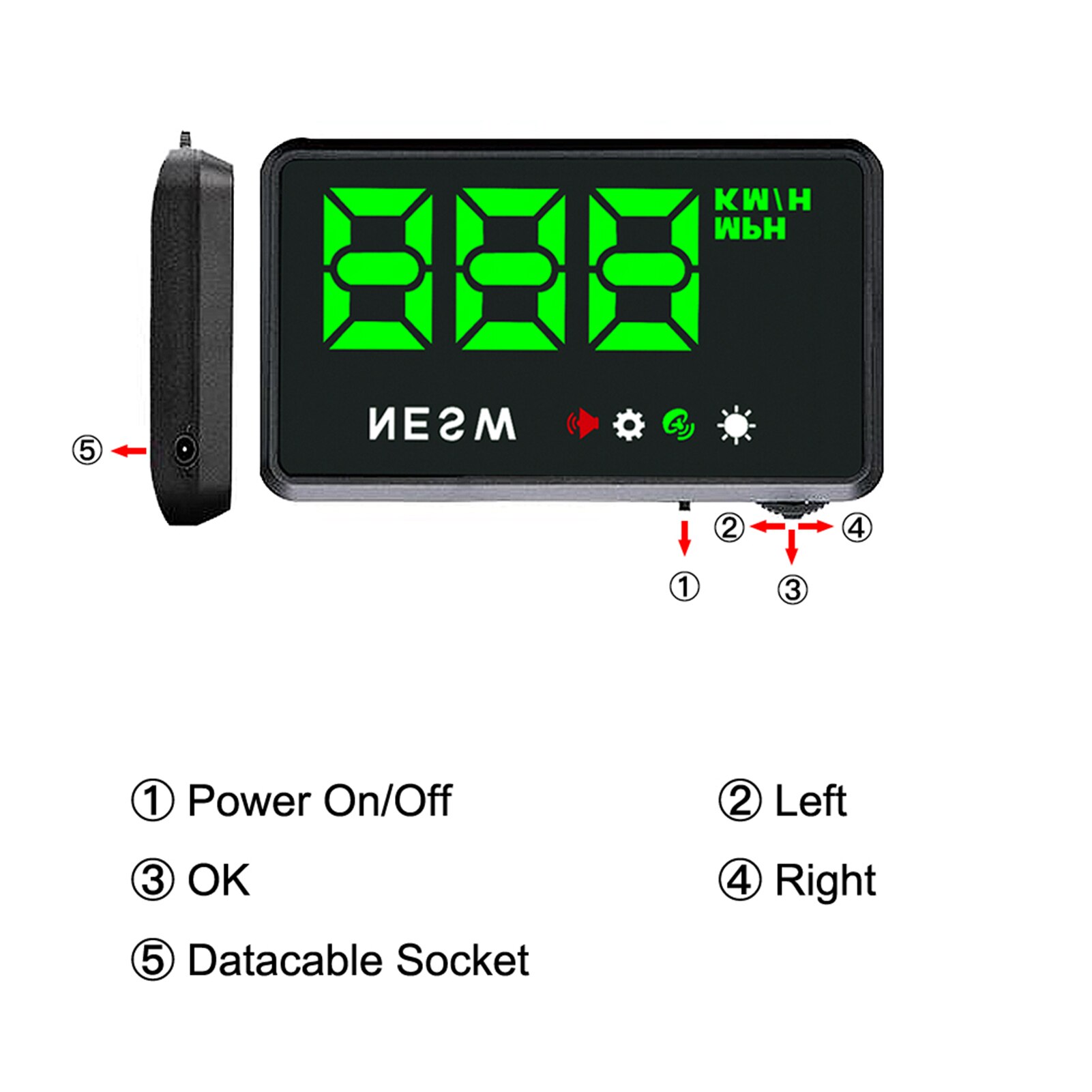 Universal hud head up display gps digital speedometer med mph for biler kilometerteller hastighet 3.5 tommers stor skjerm