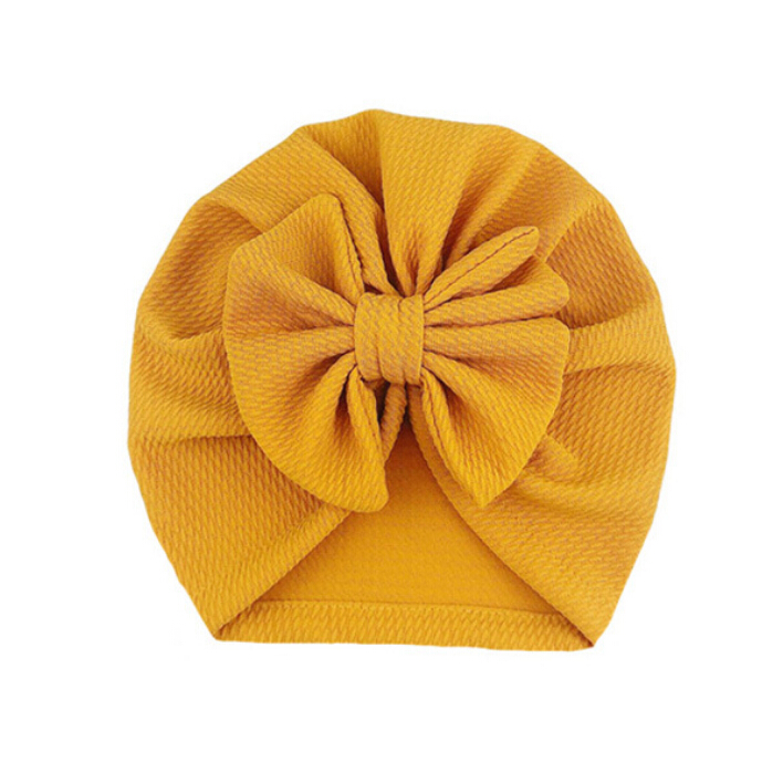 Baby Stuff Accessories Baby Girl Hat With Bow Knot Infant Beanie Solid Big Bowknot Cap For Girls Kid Hats: Yellow