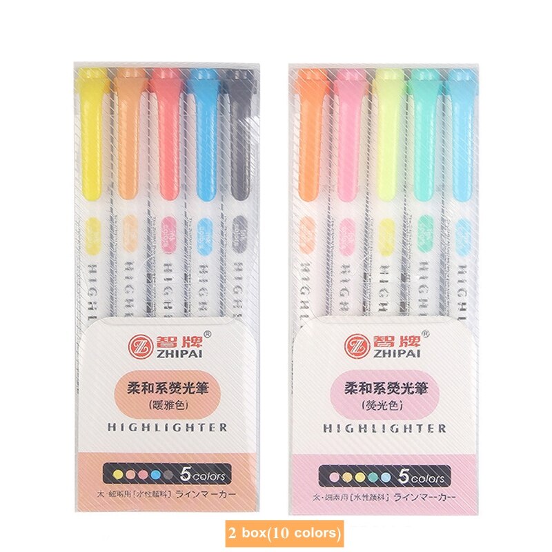 10/15/20/25 farver dobbelthovedet fluorescerende pen highlightere kunst tuschpenne skoleartikler søde kawaii papirvarer: 10 farver-c