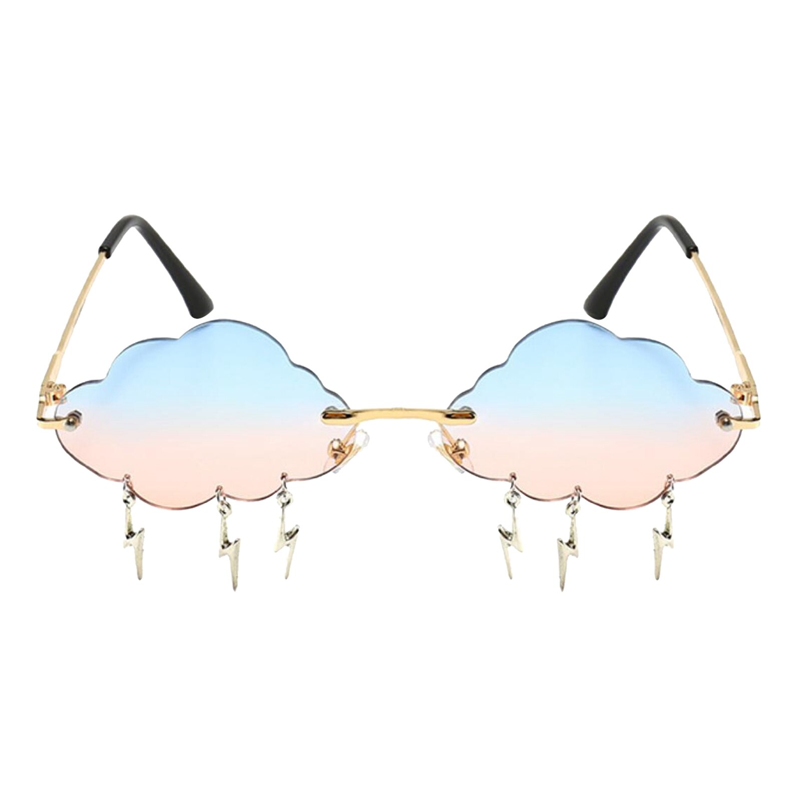 Novelty Cloud Shaped Sunglasses Tassel Tinted Lens UV400 Eyewear for Camping Hiking Cyaling Fishing Sun Glasses: Blue Pink