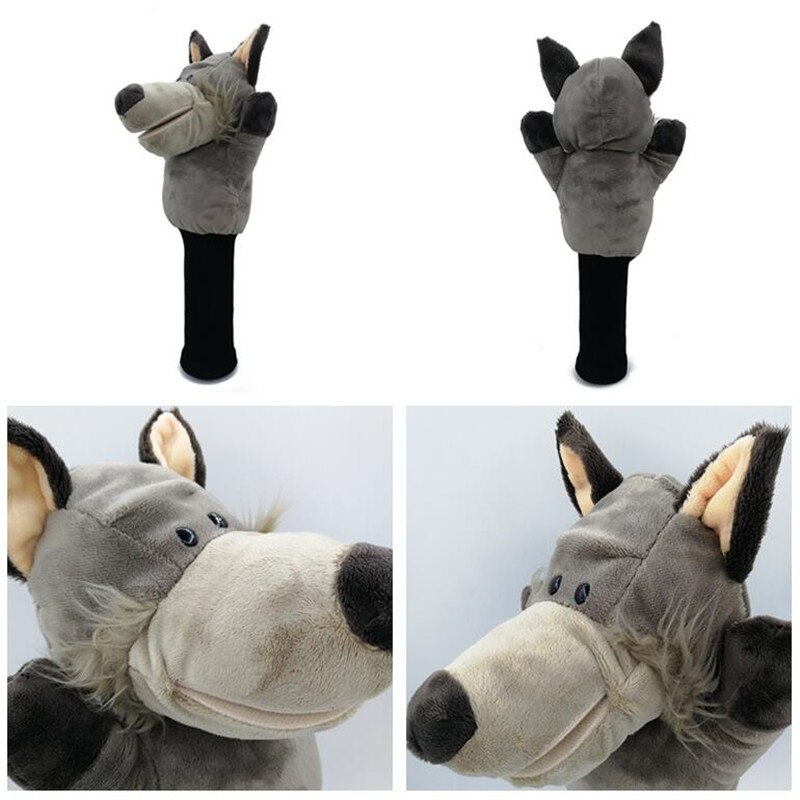 Capa de cabeça de golfe de todos os tipos de animais, capa de mascote de golfe com encaixe para madeira de bilhar, novidade, presente fofo, masculino e feminino: wolf