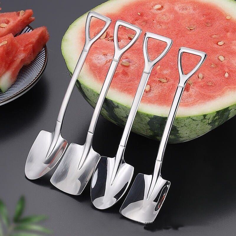 Innovative Metallic Spoon 2 Style Silver Gold Spoon Home Watermelon Spoon Dessert Ice-cream Cake Spoon Teaspoon Party Supplies