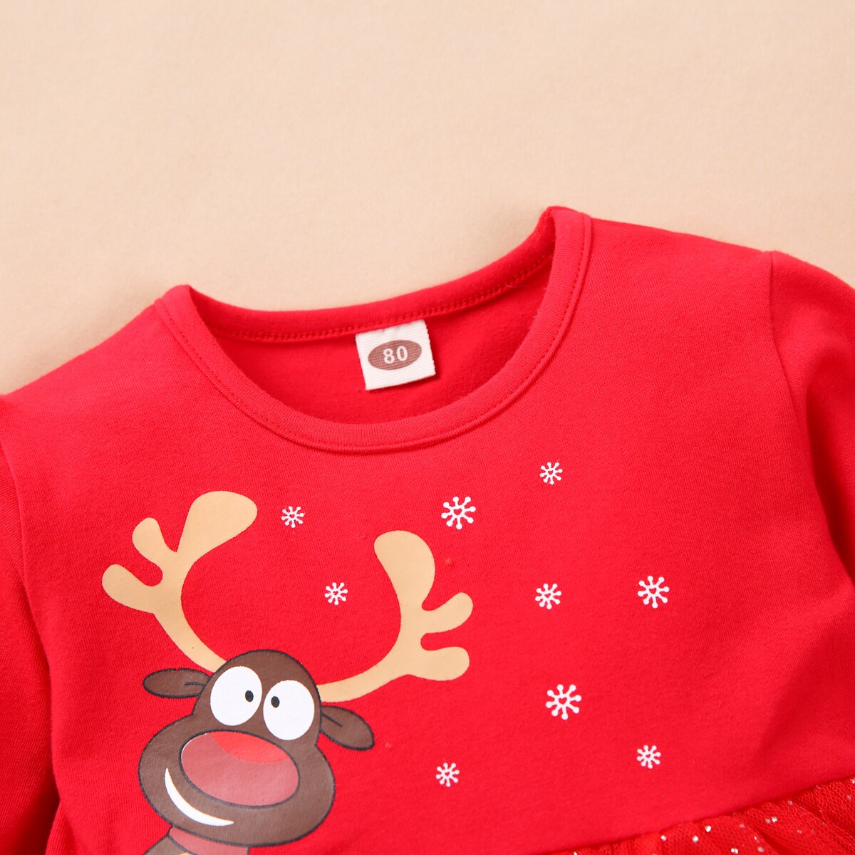 Vestido de princesa de manga larga para niña, de Navidad, Reno, cuello redondo