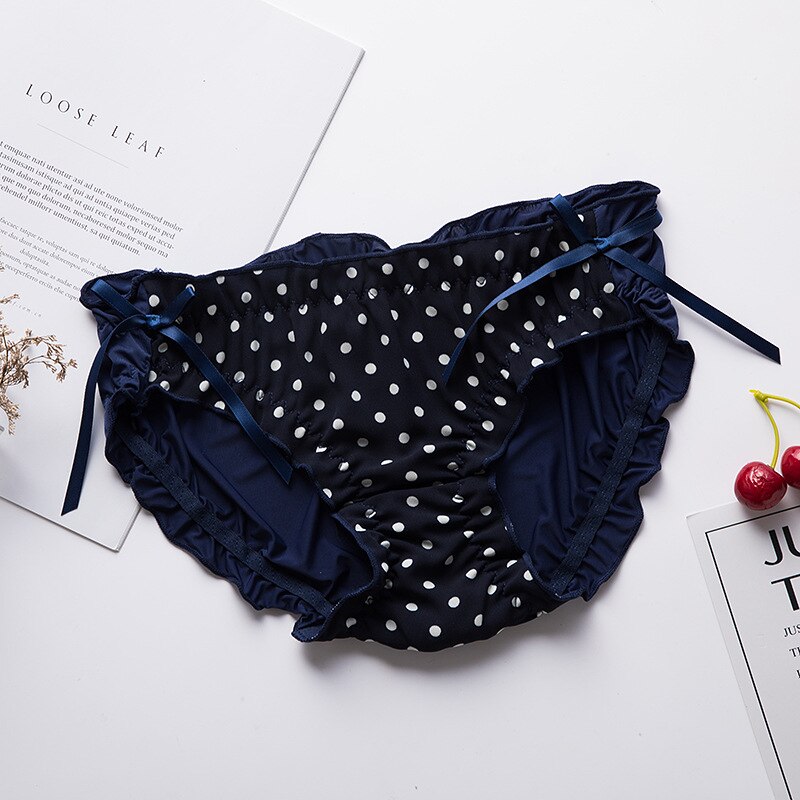 Culotte japonaise en soie glacée, produit, imprimé fraise, grand nœud, Triangle, en mousseline transparente, pour dames: 06 / M