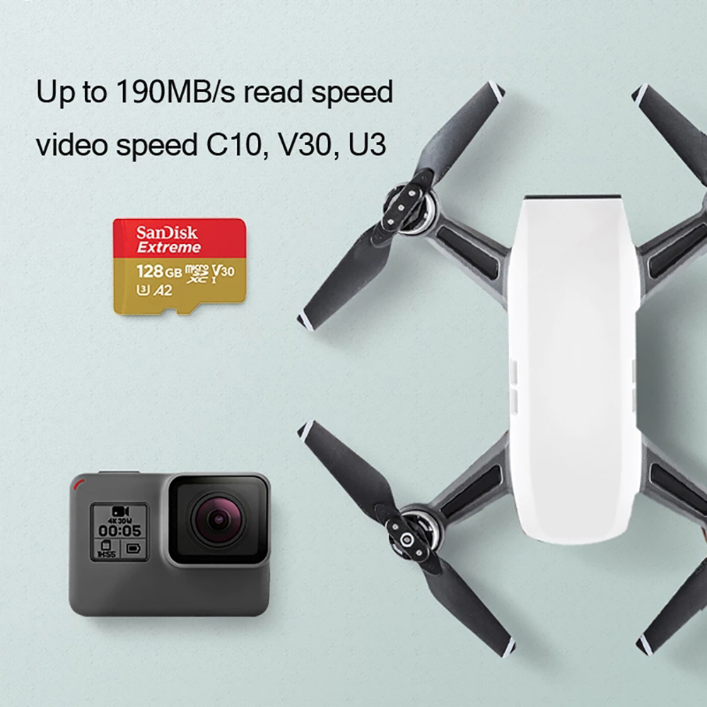 100% SanDisk Extreme MicroSD Card U3 A2 Memory Card V30 256GB 128GB 64GB 32GB Original TF Card A1 for Camera 512gB 1TB SDXC tf