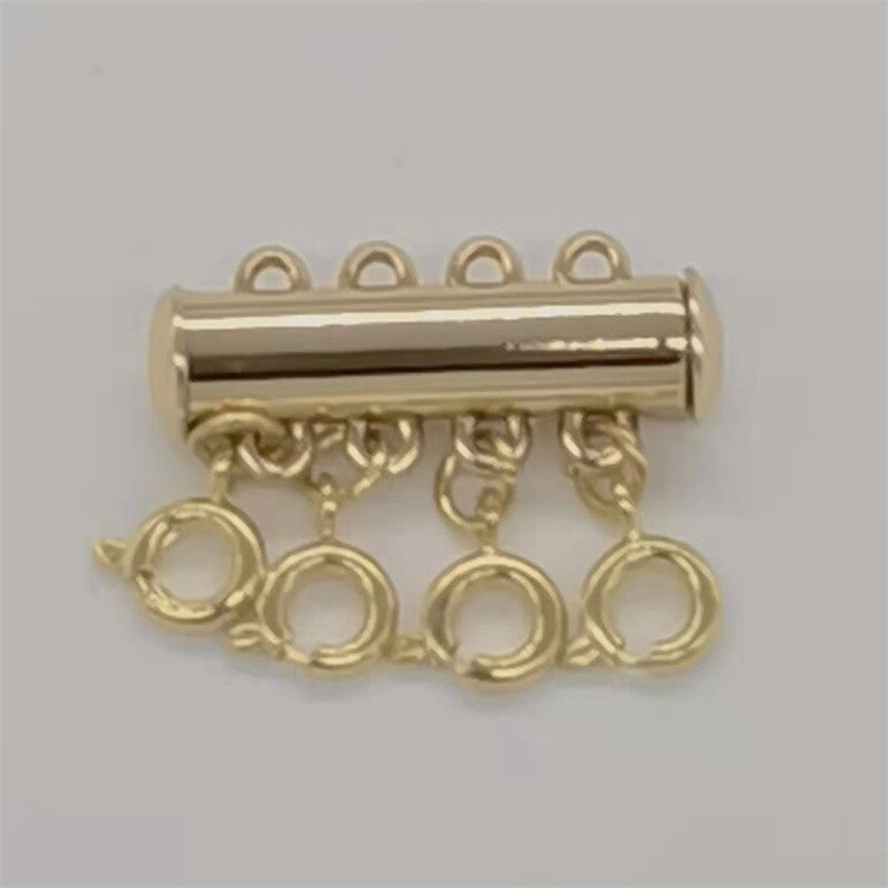 10 Stuks Gelaagde Ketting Spacer Sluiting, Magnetische Slide Sluiting Slot Ketting Connector Multi Strengen Schuif Tube Sluitingen: 4 rows gold