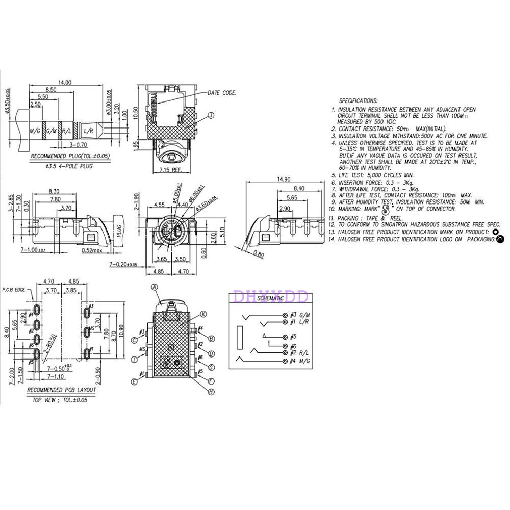 2PCS 3.5mm Audio Jack MIC Socket Connector for Lenovo Legion Y530 Y7000 Y7000P Headphone Port