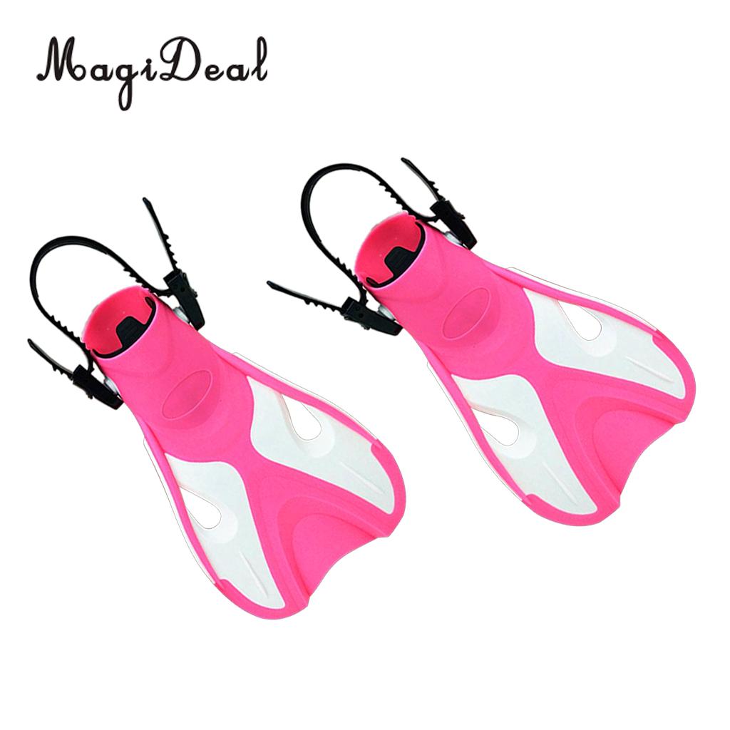 Kids Children Scuba Diving/Snorkeling/Free Diving/Swimming Pool Beach Training Learning Fins Flippers Gear Equipment Access: Rose Red White 