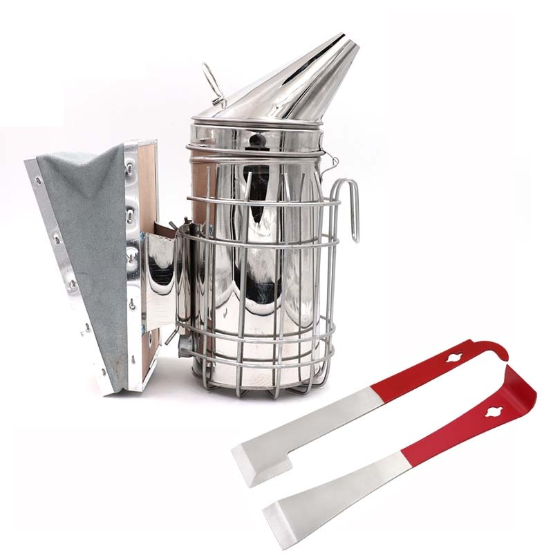 Fumador de apicultura de acero inoxidable, transmisor Manual de abeja, Kit de fumador, herramienta, equipo de apicola, herramientas de mantenimiento, pulverizador
