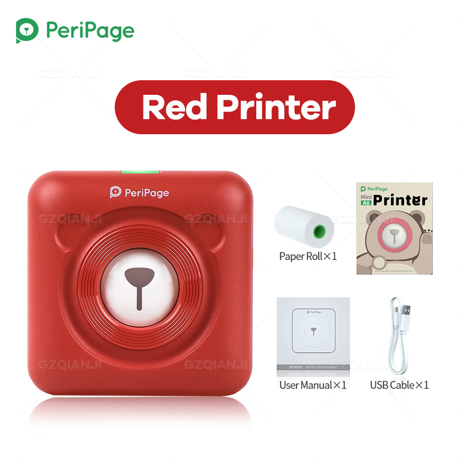 Mini Sticker Label Photo Printer Peripage A6 8 Soorten Van Kleur Foto Printer Bluetooth Draadloze Telefoon Drukmachine Printer: Red Printer
