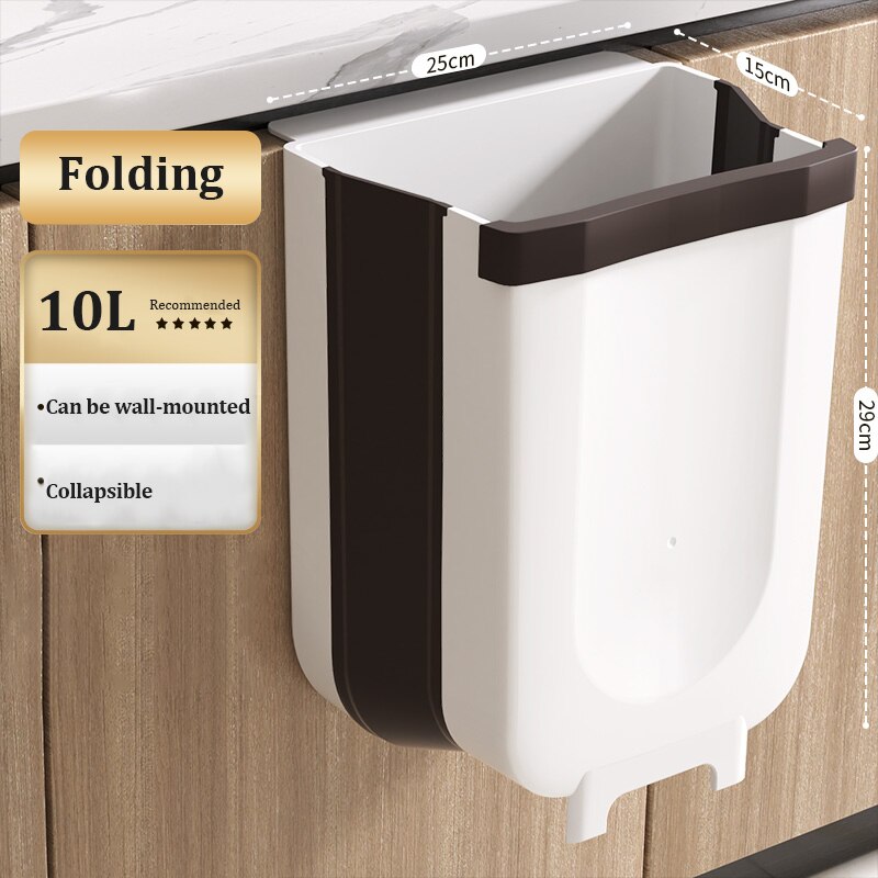 Wall Mounted Hanging Trash Bin For Kitchens Cabinet Door With Lid Kitchen Trashs Bin Garbage Cans Counter Bins Trash Can Kitchen: 10L White