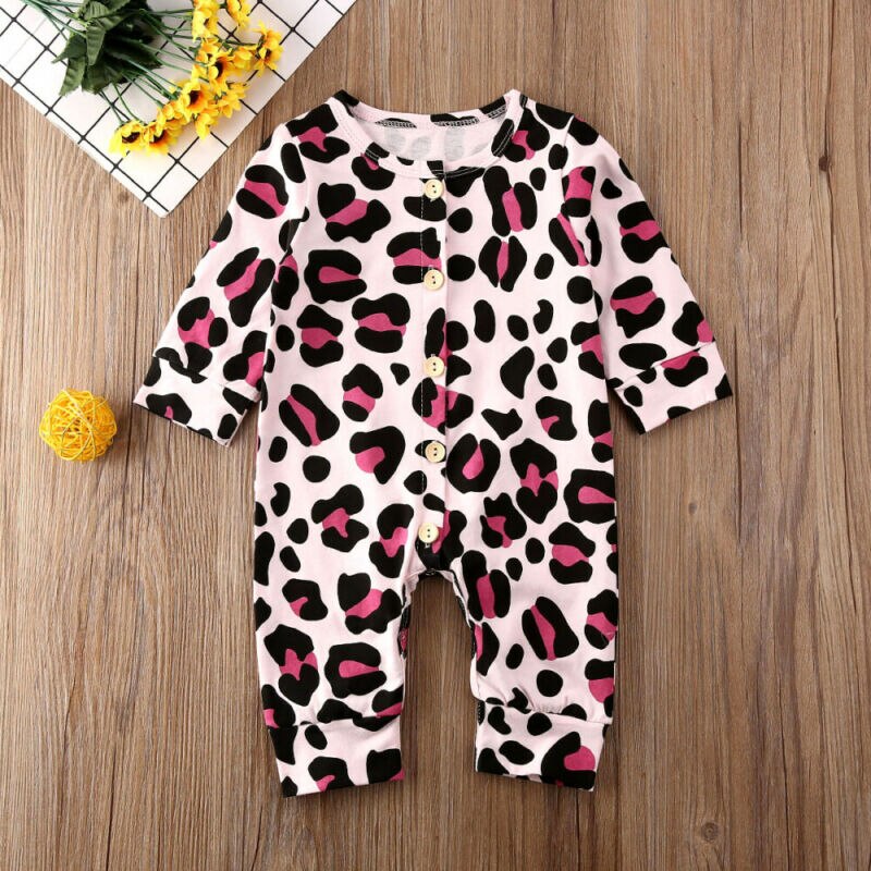 Baby Frühling Herbst Kleidung Neugeborenen Baby Mädchen Rüsche Leoparden Strampler Langarm Gesamt Geschmack Outfits Kleidung