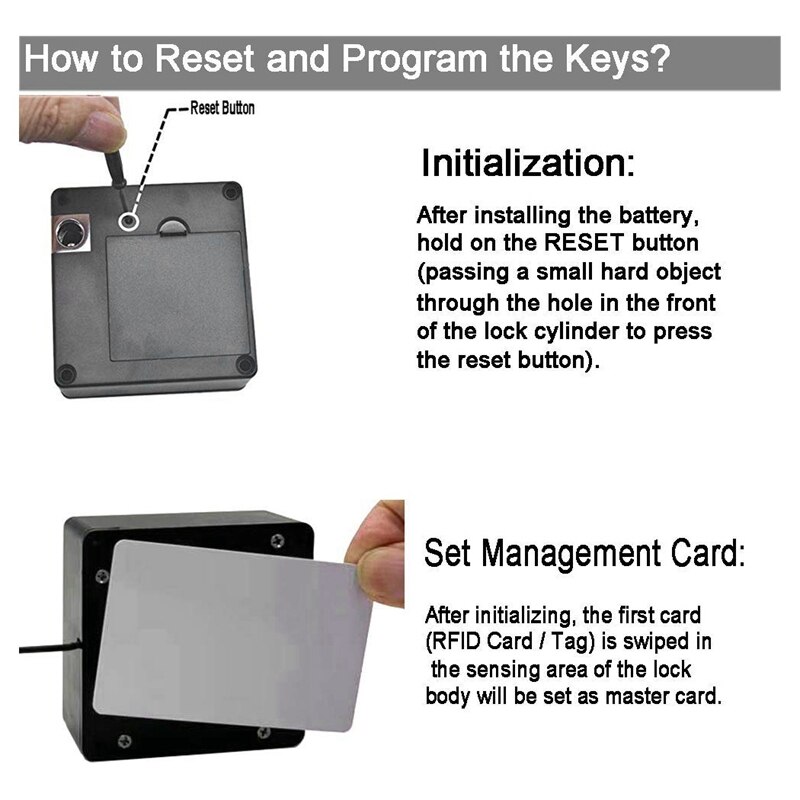 Smart Electronic RFID Cabinet Lock No Hole Easy Installation Furniture Locker Wardrobe Shoe Cabinet Drawer Door Lock with Two Ca