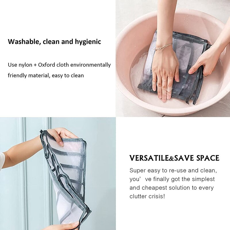 Washable Wardrobe Clothes Organizer Set Of 3,Foldable Visible Closet Organizer Clothes Drawer Mesh Separation Box