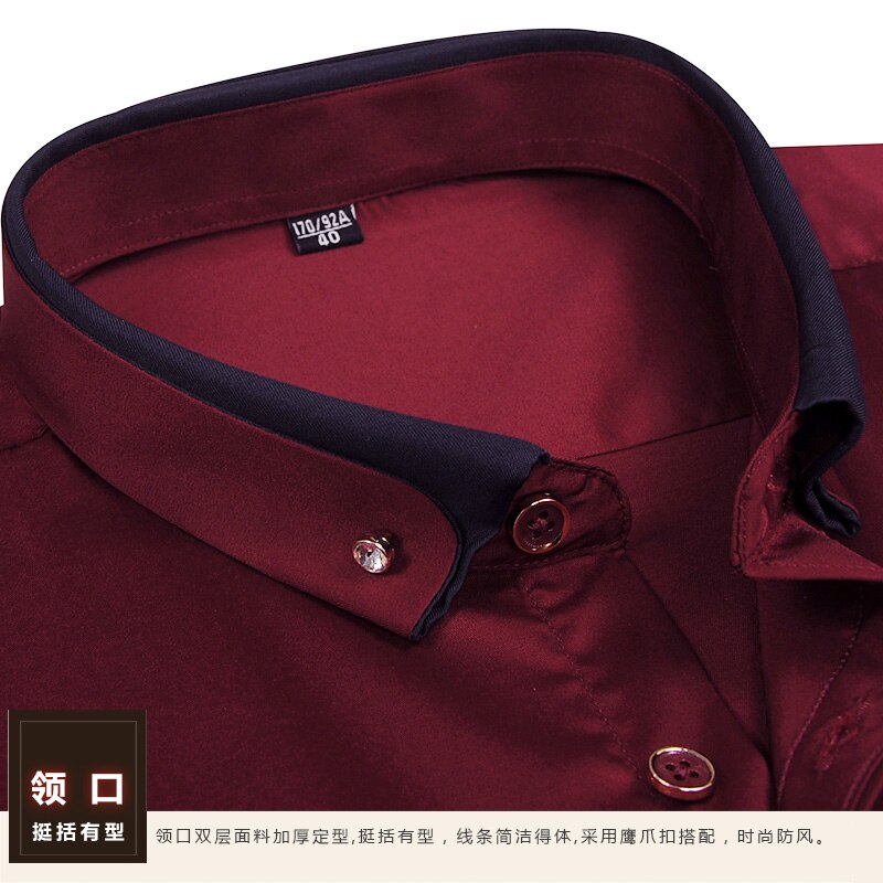 bourgondië/zwart polyester & katoen luxe heren smoking shirts party/event shirts dansvoorstelling shirts