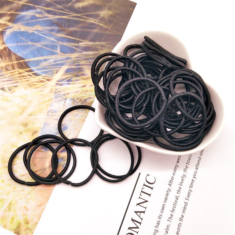 100pcs Hair Bands - 3cm Nylon Rubber Bands - Children Safe Elastic Ponytail Holder