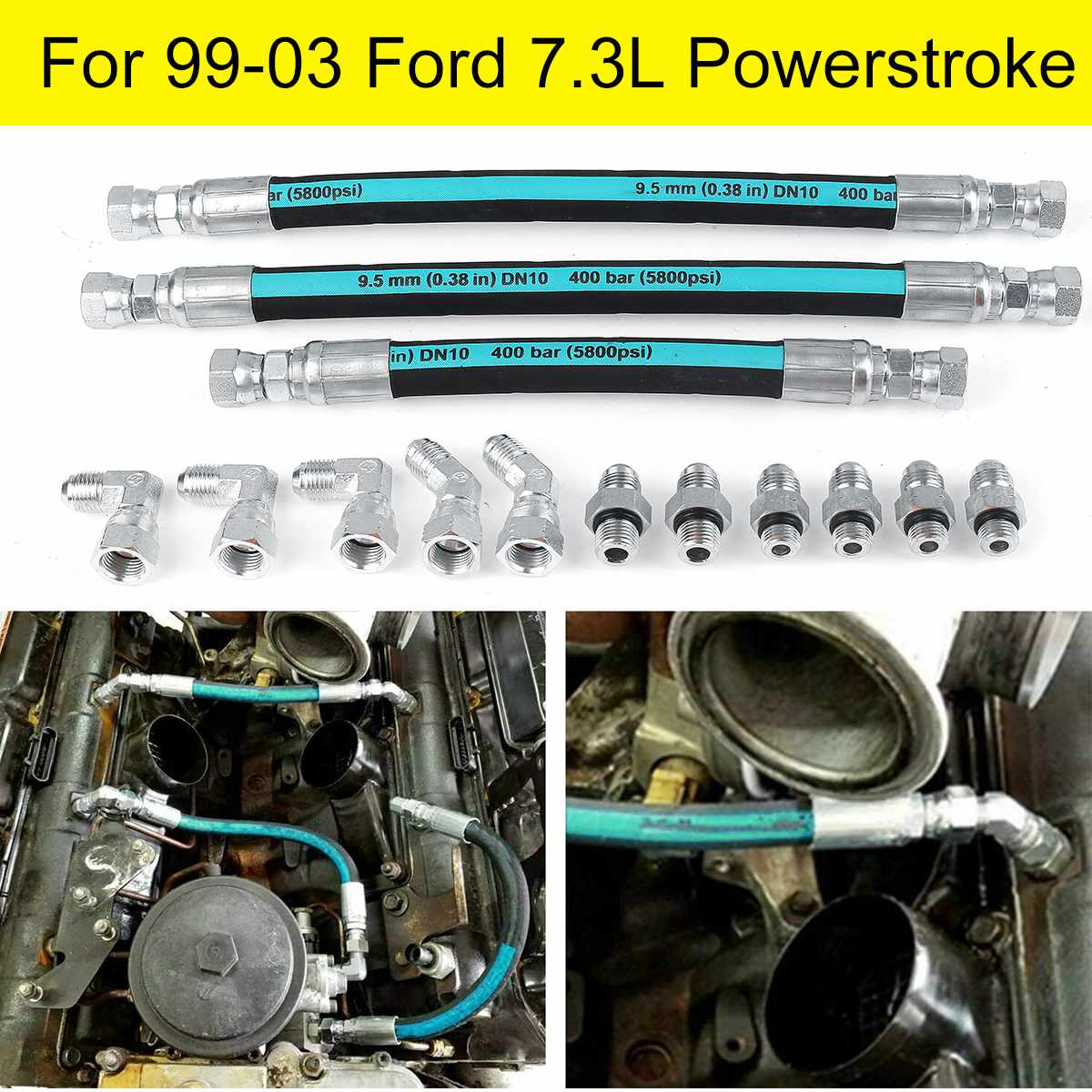 14PCS Oil Pump Car Accessories For Ford 7.3L 99-03 Powerstroke High Pressure Oil/Pump HPOP Hoses Lines Set