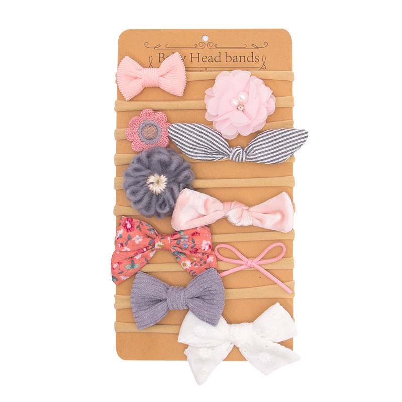 2022 Baby Meisjes Haarband Leuke 3D Strik Bloem Hoofdband Touw Koreaanse Stijl Eenvoudige Niet-geweven Stof Haar accessoires: 10pcs