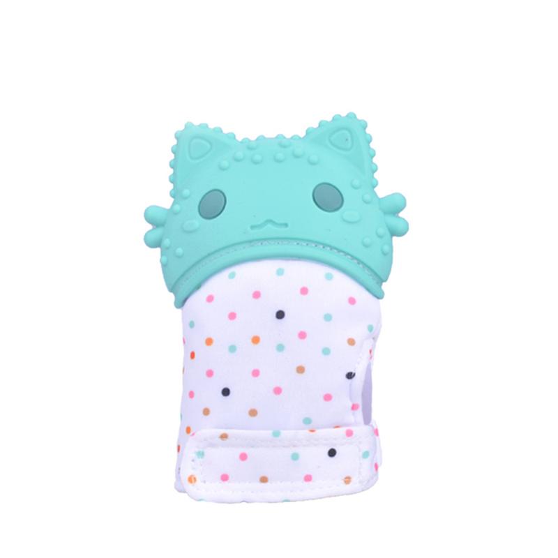 Manopla para dentición de bebé, mitones de silicona, envoltura de dulces, mordedores de sonido, guantes de juguete, juguetes a prueba de mordeduras: F