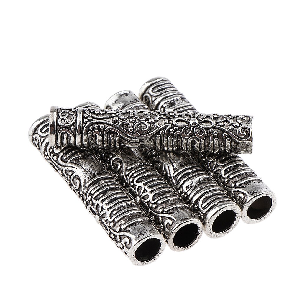 5Pcs Dreadlocks Beads Alloy Dread Locks Silver Metal Cuffs Hair Decoration Braiding Hair Jewels for Hairdressing,Hairstyle