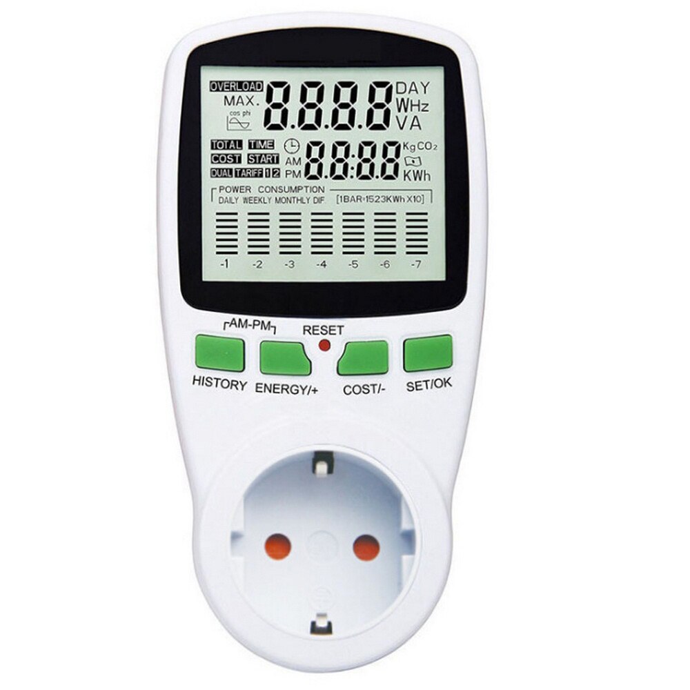 Digital LCD Energy Power Meter Wattmeter EU US UK AU French Measuring Outlet Power Analyzer Wattage Electricity Kwh Power Meter
