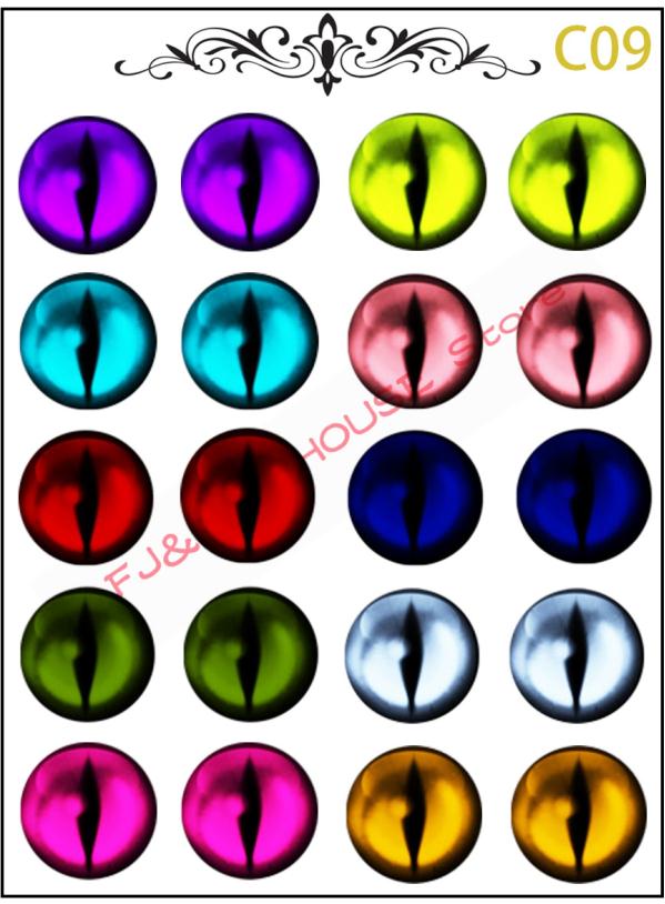 10 paren/set Stralende Kat Ogen Chips Patroon DIY Star Shining Kat Ogen Stijl voor DIY Maken Blyth BJD Poppen Oog DIY Gereedschap: C09