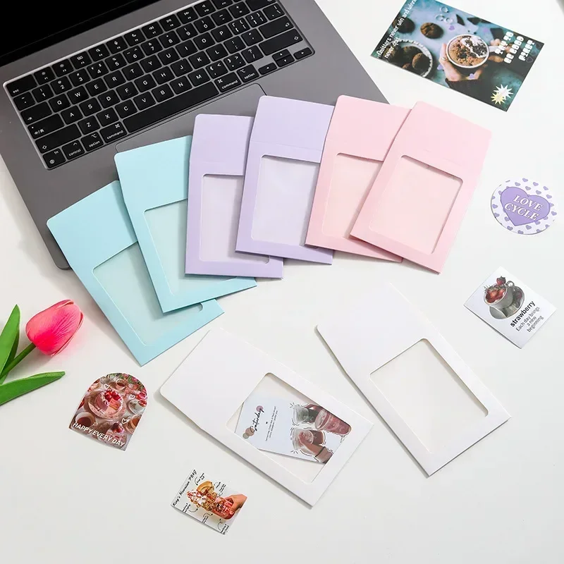5/10pcs Paper Window Envelopes Transparent Card Holder DIY Photocards Frame Storage Packaging Bag Kawaii Pocket Envelope