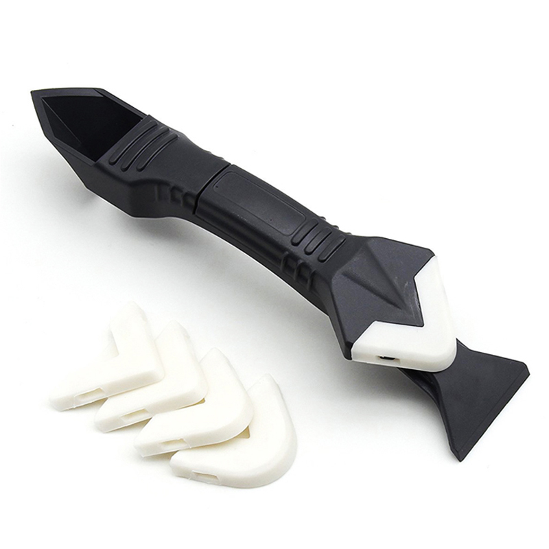 Herramienta para calafateo, raspador de ángulo de pegamento de vidrio, herramientas para masilla, raspador de cemento, removedor de sellador de silicona, pala, limpieza de suelo, ventana de cocina: Beige