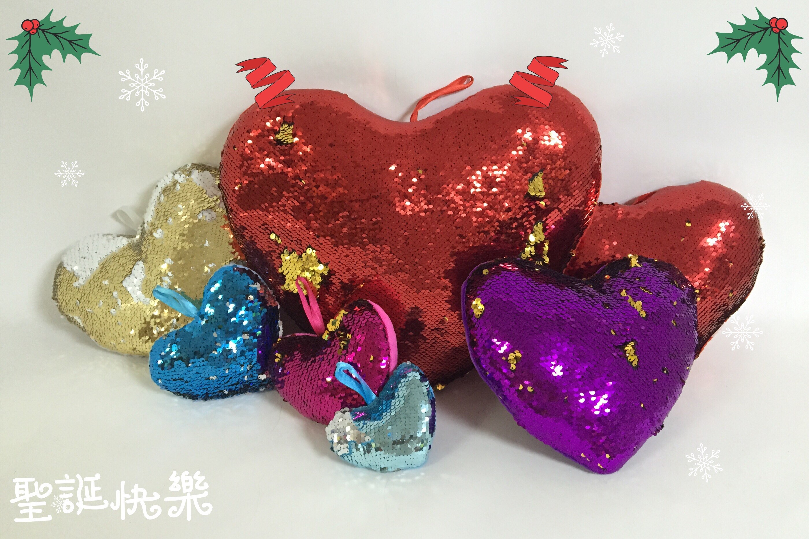 Secousse Sequin coeur 22cm jouets en peluche doux jeter oreiller paillettes coeur en peluche coeur avec cintre enfants bambin