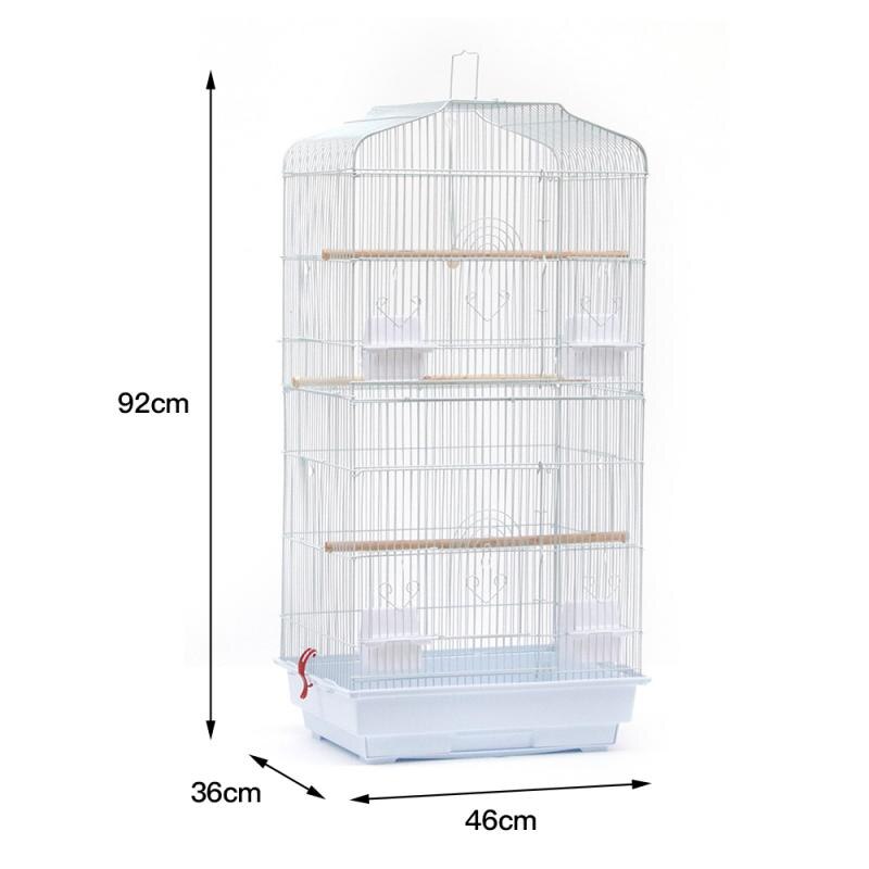 Jaula blanca para pájaros de doble capa, casa para exteriores, de alambre, jaula grande para pájaros, loro Canario para periquitos, aviario canario con ruedas, HWC: 02