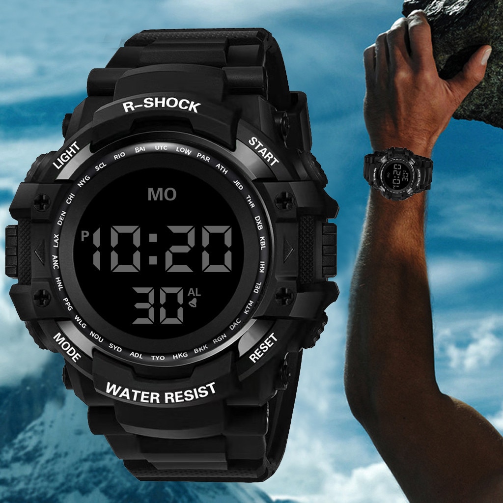 Sport Luxe Heren Digitale Led Horloge Datum Sport Mannen Outdoor Elektronische Horloge Waterdicht S Shock Klok Relogio Masculino #10