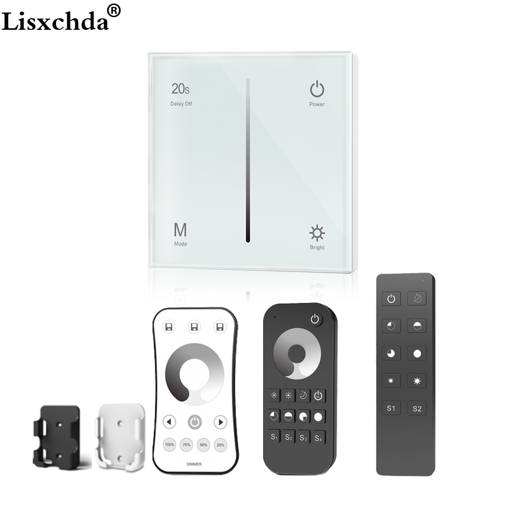 Wall Mounted Touch Panel AC Triac Dimmer 220V 230V 110V 288W Wireless RF Dimmable 2.4G Remote Controller for LED Bulb Light Lamp