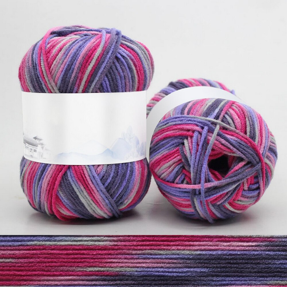 4 -sektionsfärgning mellantjock mjölkbomull mjukt babygarn för handstickning 50g/- kulor virkad babyulltråd: 9