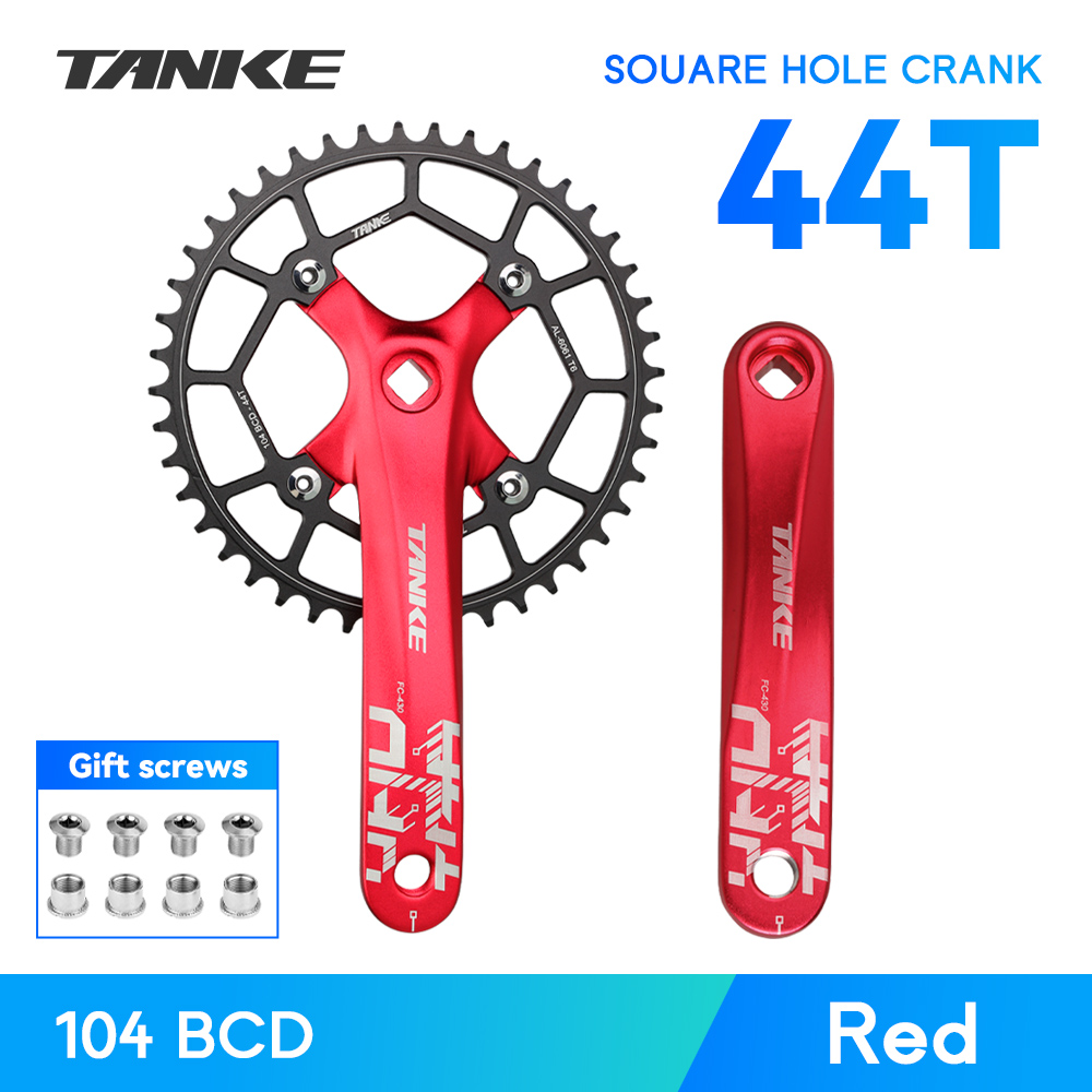 TANKE vélo manivelle trou carré pignon 104BCD 170mm rouge noir manivelle ronde 32/34/36/38/40/42/44T plateaux étroits vtt pédalier: Chocolat