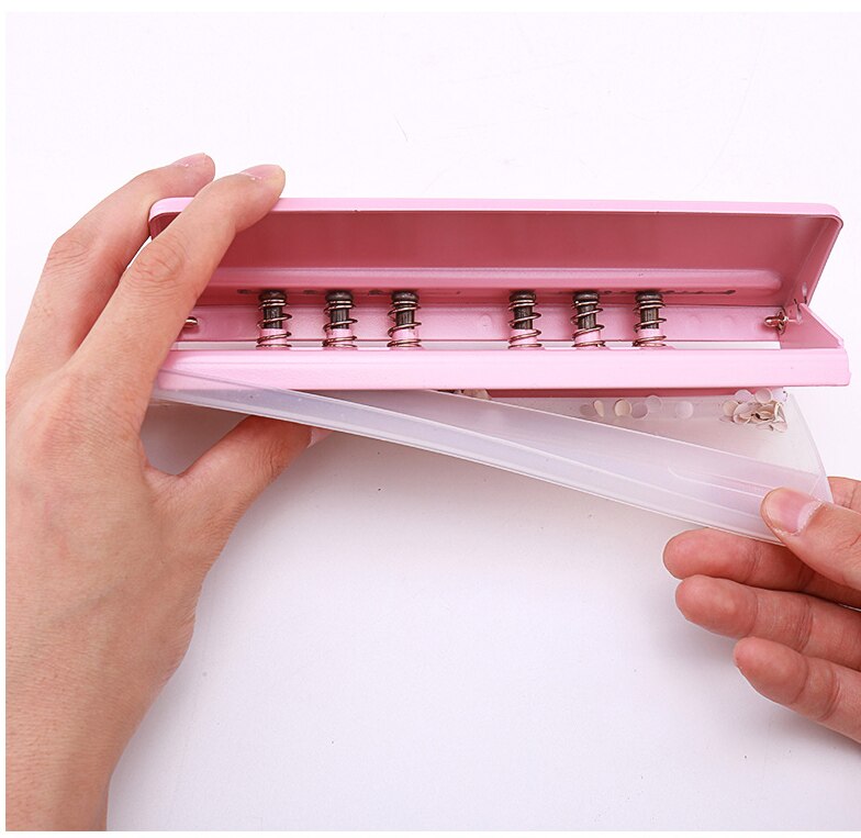 6 Hole Punch Pink Craft Metal Punch Paper Cutter Adjustable Diy A4 A5 A6 Loose-leaf Paper Punch Scrapbooking Office Stationery