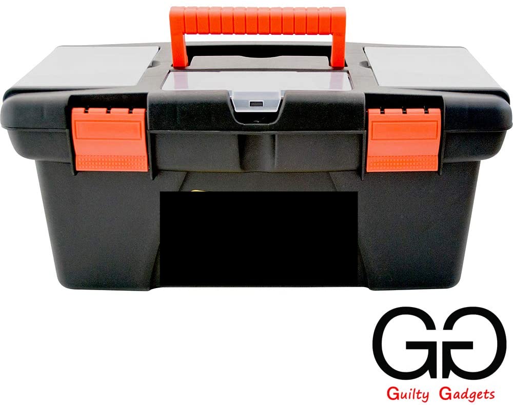 3pc Plastic Tool Box Chest Set Handle Tray & Compartment DIY Storage Toolbox Bag Removable Tray Inside Hobby Craft