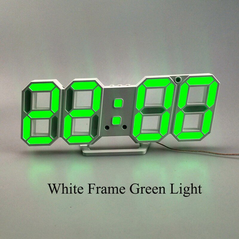 3d led vægur moderne digital ur ur vækkeur nat lys ur dekorere til hjemmet stuen: Grøn a