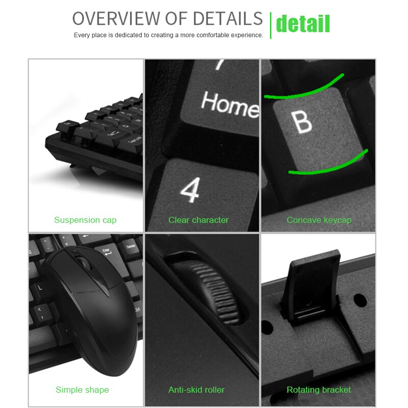 Wired Mouse Keyboard Set USB Desktop Sensitive Durable for Home Office Gaming GDeals