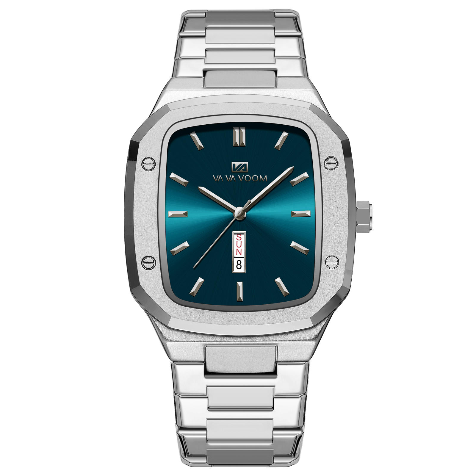2024 reloj para hombre, correa cuadrada de acero inoxidable a la , oro azul, 3Bar, calendario semanal de cuarzo, reloj de pulsera deportivo de negocios simulado: Rosa