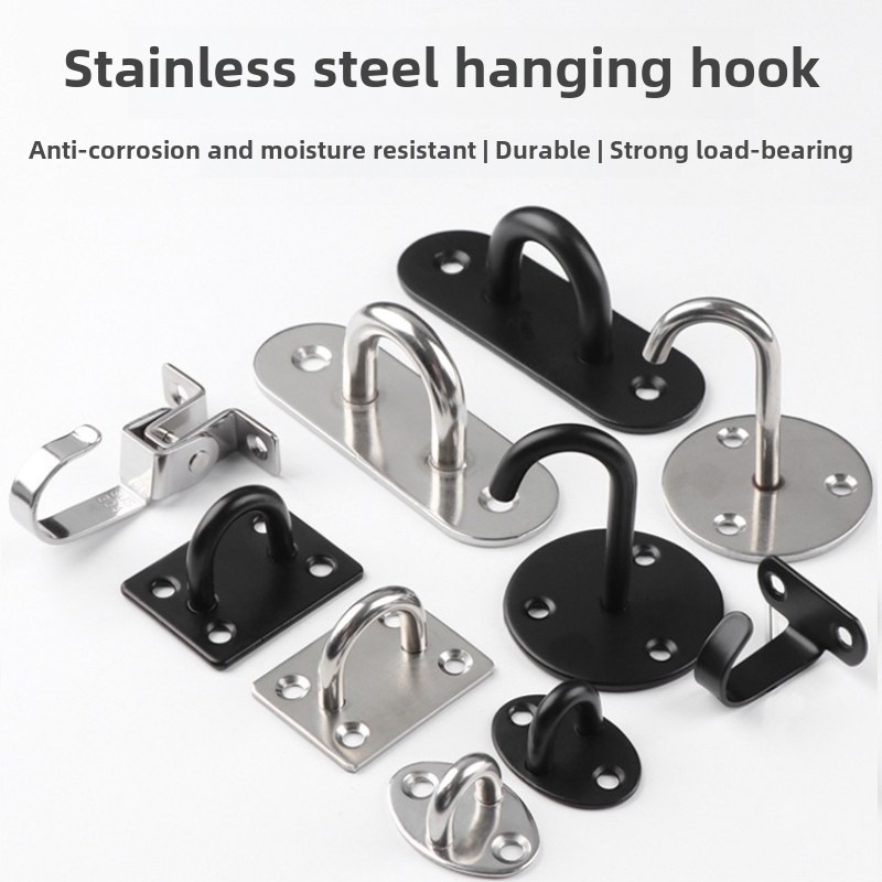 1/2/4pcsHook Eye Plate Heavy Oblong Duty Steel Stainless Pad Mount Wall U Boat Ceiling Hanger Ring Garage Hammock D Shape