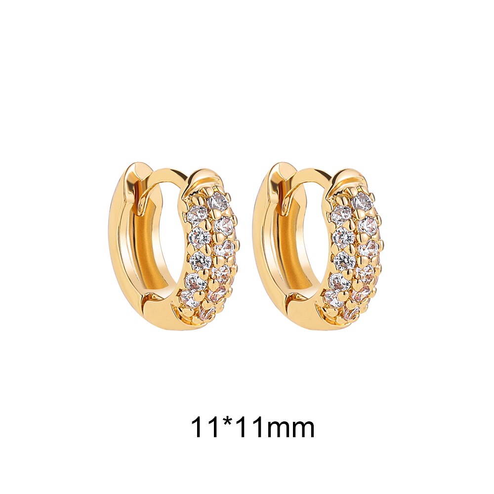 Kleine Geometrische Ronde Circlehoop Oorbellen Voor Vrouwen Clear Cz Zirconia Crystal Huggie Oorbel Oor Gesp Goud Koper Sieraden: 11x11mm