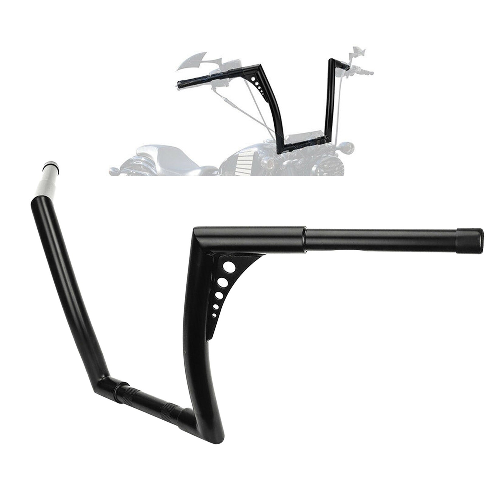 Motorcycle Motorbike Handlebar Rise Ape Hangers 12inch Replacement for Harley, Black