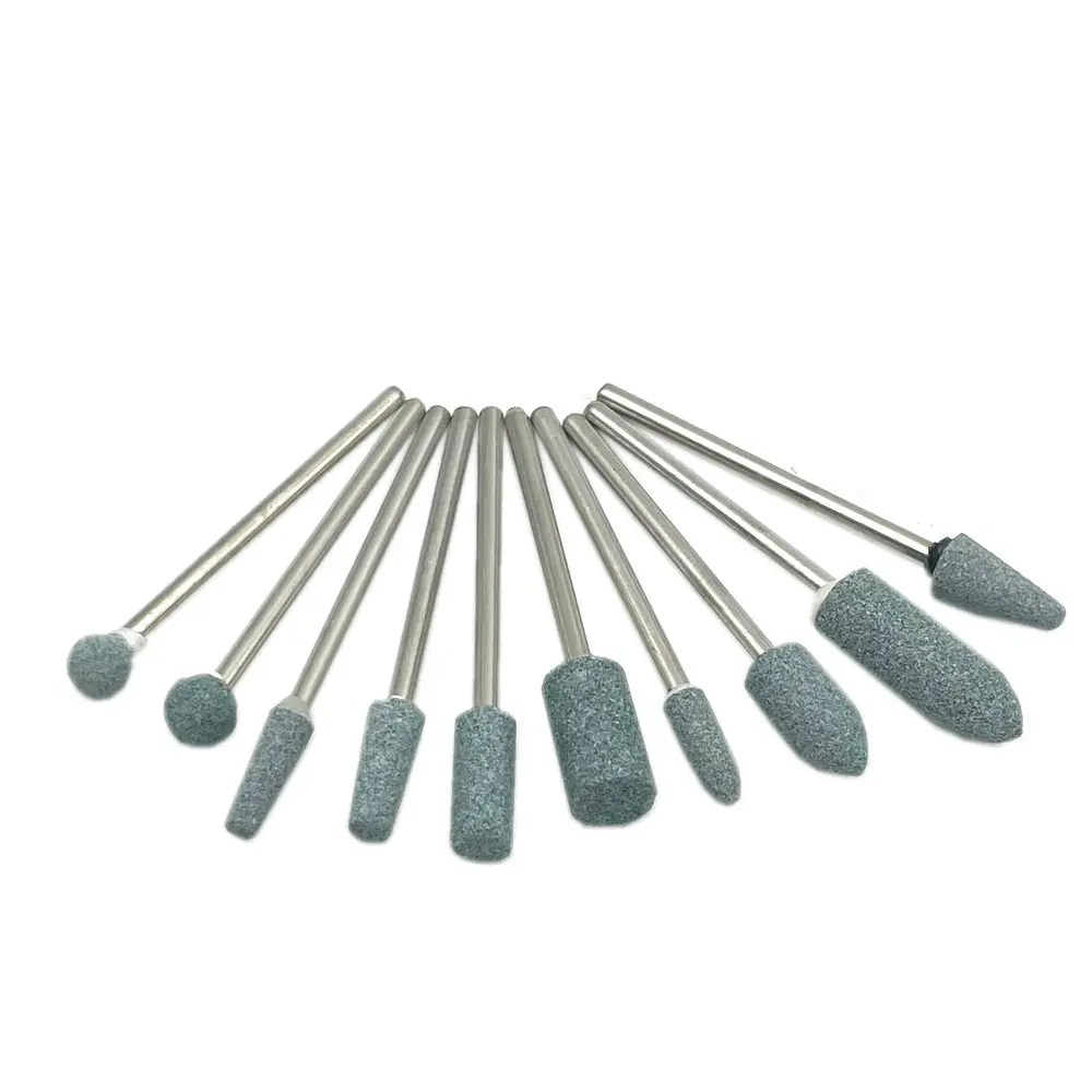 10pcs/set Dental Stone Grinder Polisher Burs 2.35mm Shank For Contouring Shaping Porcelain Dental Rotary Stone Polisher: GRAY
