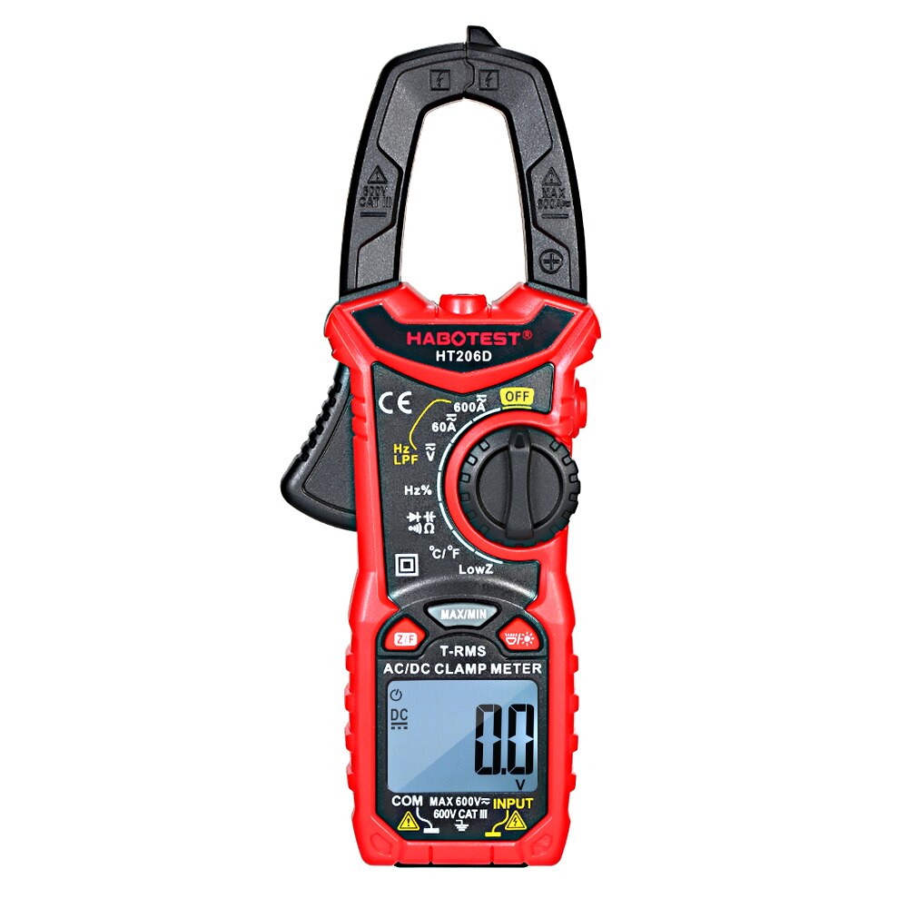 HT206 Digital Clamp Meter Multimeter for Measuring AC Voltage Current, Resistance, Continuity Clamp Multimeter Non Contact: HT206D