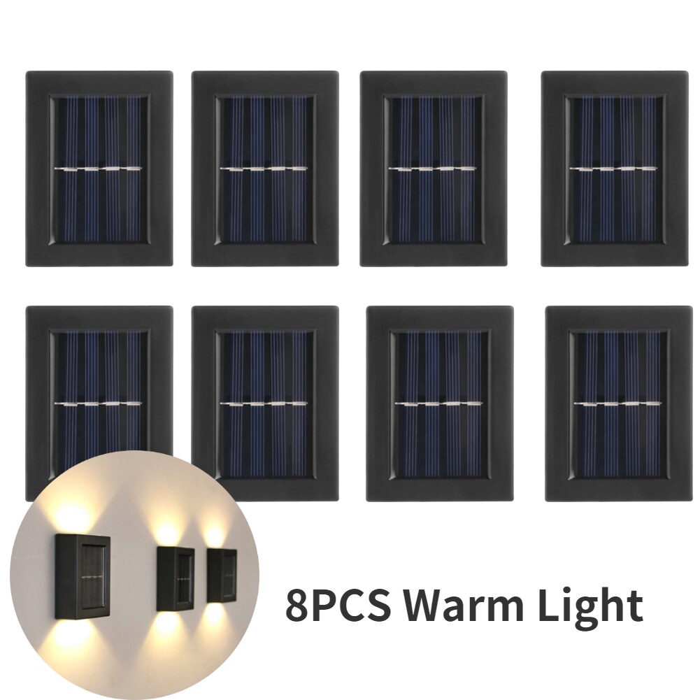 Smart Solar Led Outdoor Light Waterdicht Tuin Decor Lampen Voor Balkon Binnenplaats Straat Muur Licht Tuin Outdoor Solar Lamp: 8pcs Warm Light