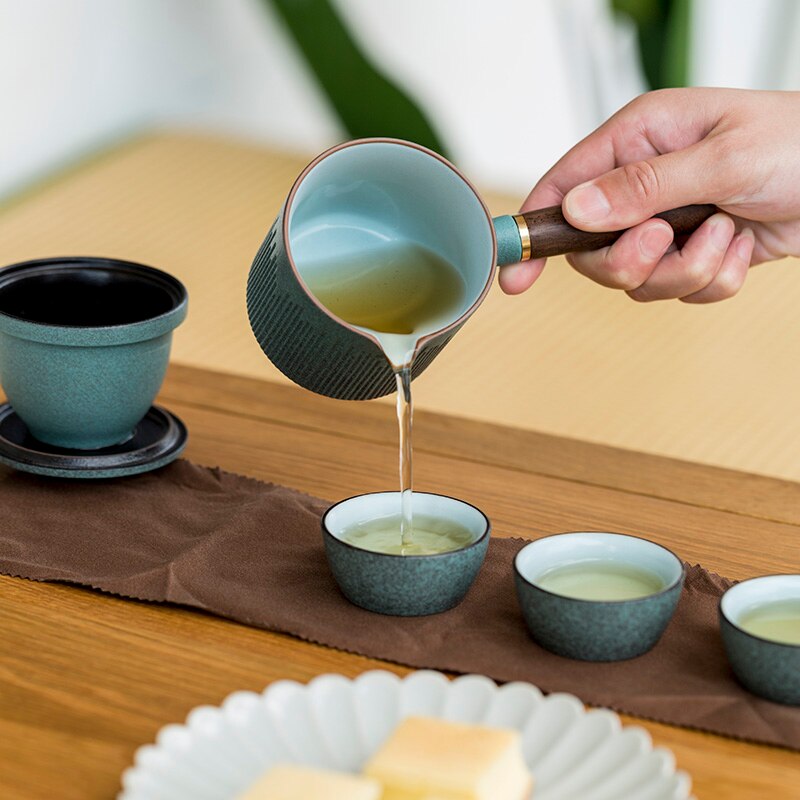 TANGPIN green ceramic teapots with 3 cups a tea sets portable travel tea sets with travel bag