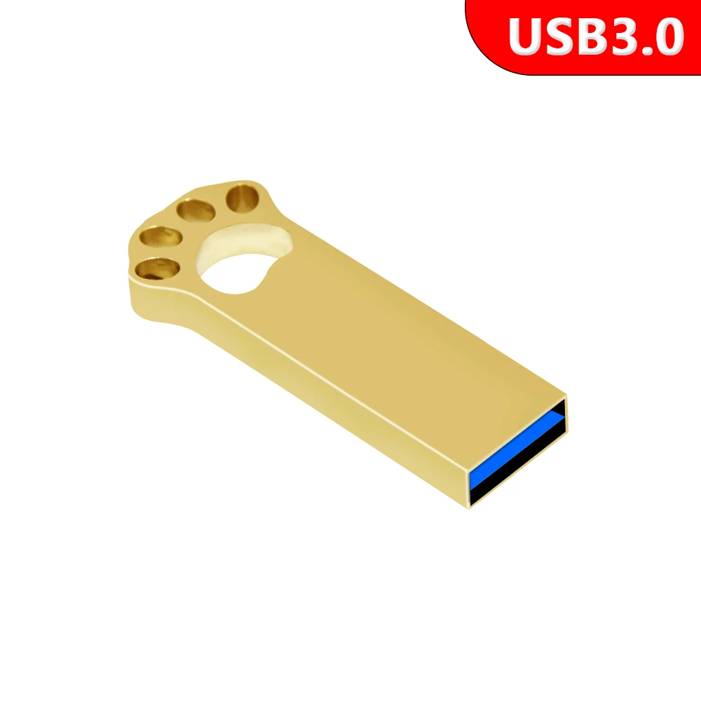 Pendrive USB 3.0 Metalowy - 8GB do 128GB - Uroczy Design Łapki Kota - Pamięć: Czerwony / 128 GB