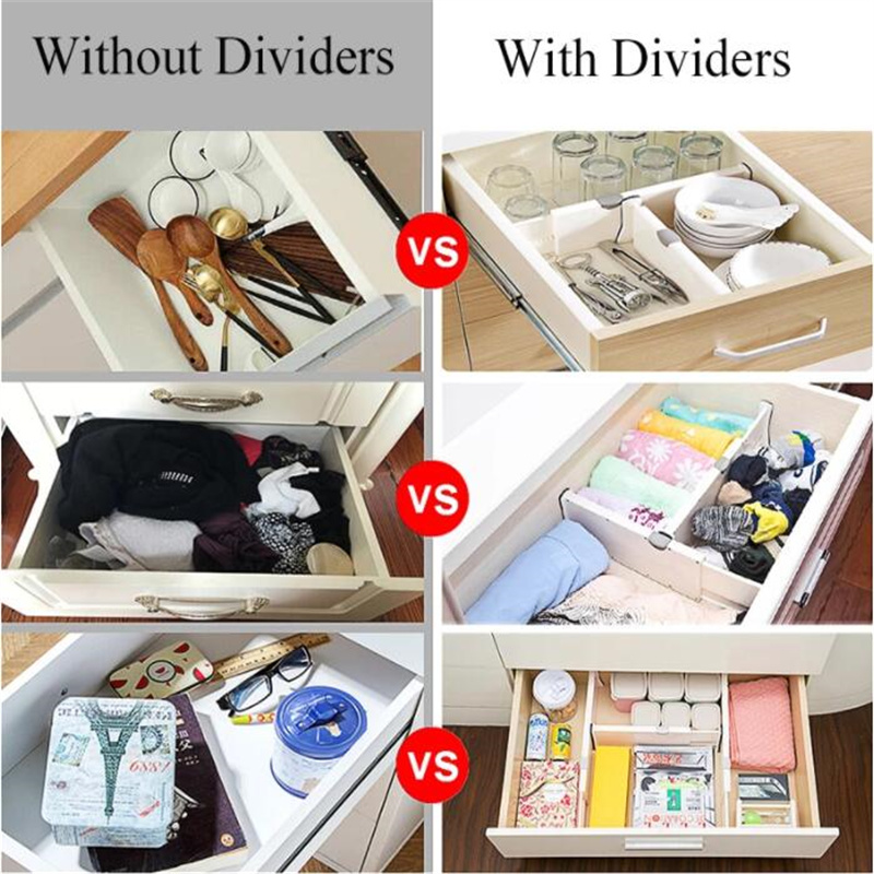 Adjustable Storage Drawers Divider Retractable Plastic Drawer Partition Holder Home Storage Clapboard Kitchen Organized