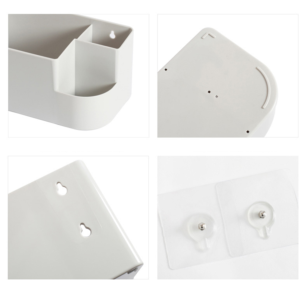 Caja de almacenamiento de plástico montada en la pared para baño, estante de cosméticos para inodoro, ventosa, sin perforaciones, estante de almacenaje para cocina wx8081749